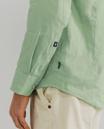 State of Art overhemd linnen groen | Regular-fit