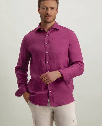 State of Art overhemd linnen kersenrood | Regular-fit