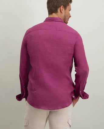 State of Art overhemd linnen kersenrood | Regular-fit