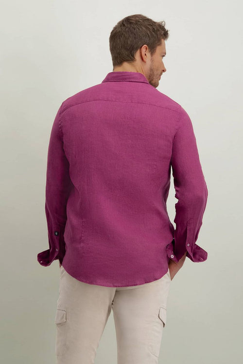 State of Art overhemd linnen kersenrood | Regular-fit