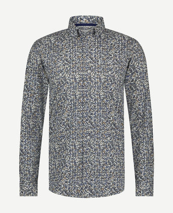 State of Art overhemd poplin print blauw rood | Regular-fit