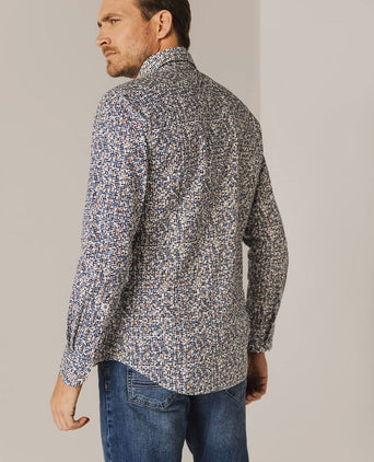 State of Art overhemd poplin print blauw rood | Regular-fit