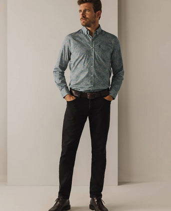 State of Art overhemd poplin print groen | Regular-fit