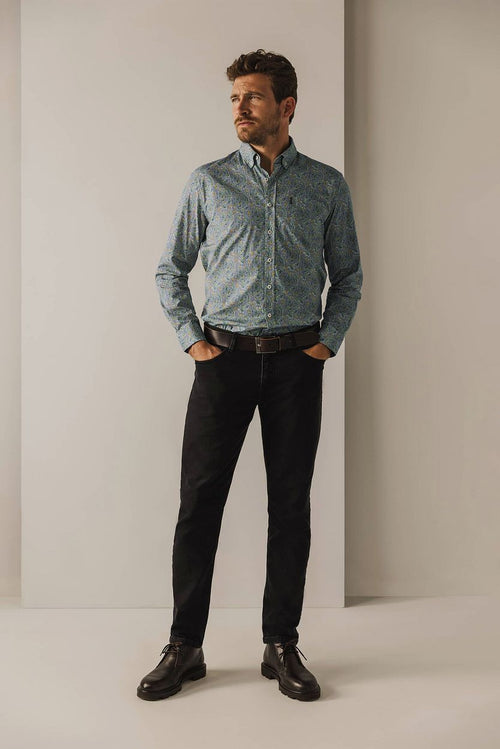 State of Art overhemd poplin print groen | Regular-fit