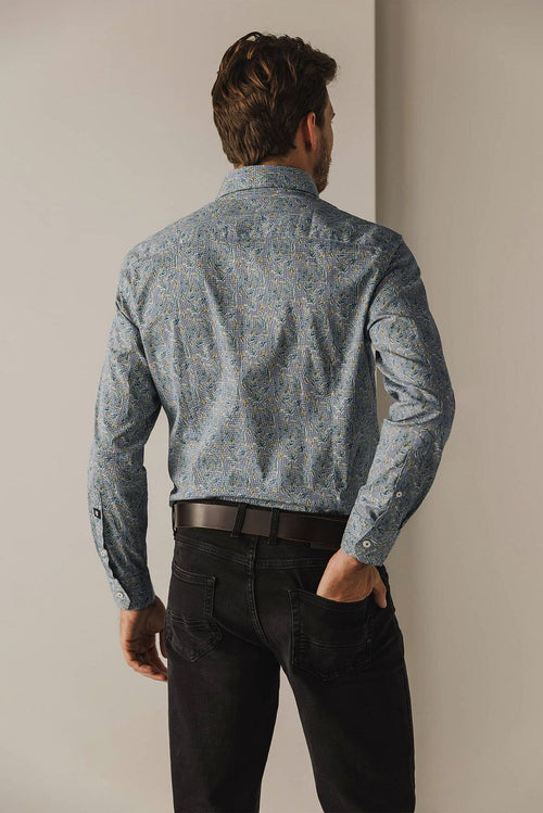 State of Art overhemd poplin print groen | Regular-fit