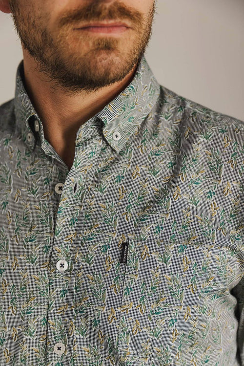 State of Art overhemd poplin print groen | Regular-fit