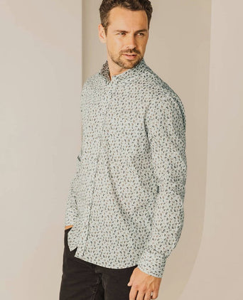 State of Art overhemd poplin print lichtblauw | Regular-fit
