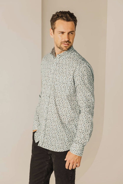 State of Art overhemd poplin print lichtblauw | Regular-fit