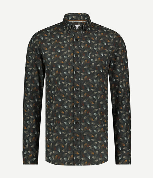 State of Art overhemd print antraciet | Regular-fit
