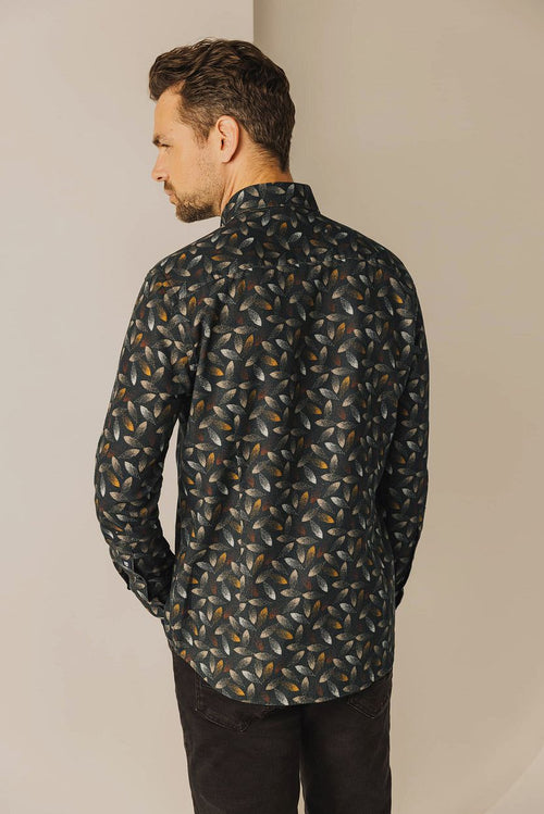 State of Art overhemd print antraciet | Regular-fit