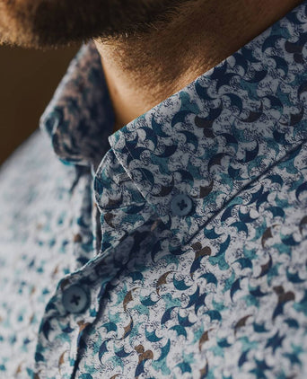 State of Art overhemd print swirls groen | Regular-fit