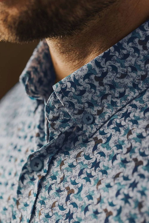 State of Art overhemd print swirls groen | Regular-fit