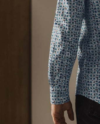 State of Art overhemd print swirls groen | Regular-fit