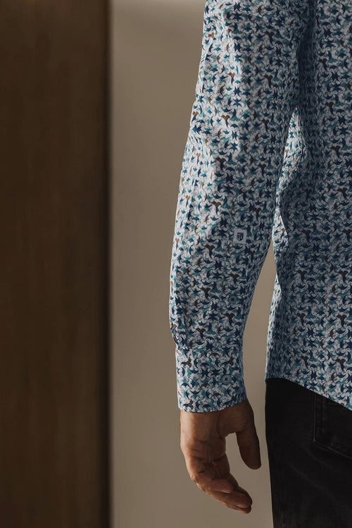 State of Art overhemd print swirls groen | Regular-fit