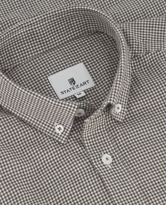 State of Art overhemd wol pied de poule groen | Regular-fit