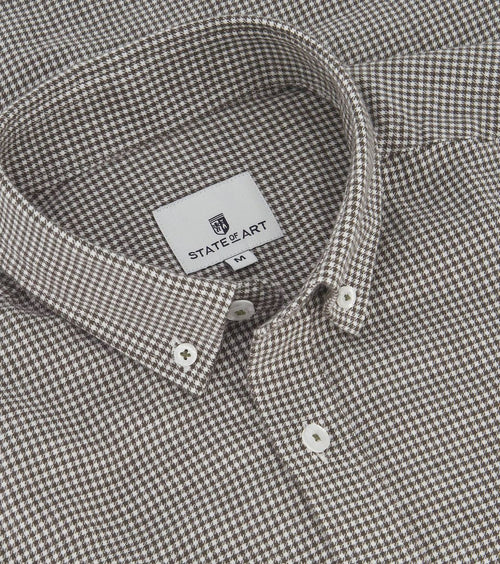 State of Art overhemd wol pied de poule groen | Regular-fit
