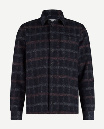 State of Art overshirt wolblend ruit donkerblauw | Regular-fit