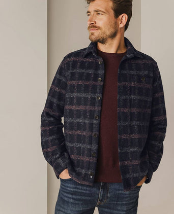 State of Art overshirt wolblend ruit donkerblauw | Regular-fit