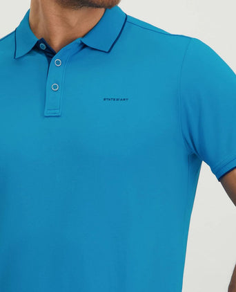 State of Art pique polo petrol blauw