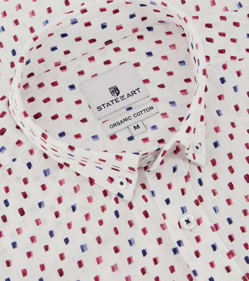 State of Art short sleeve overhemd print wit | Regular-fit