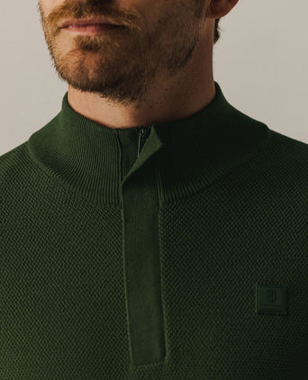 State of Art halve rits trui structuur donkergroen | Regular-fit