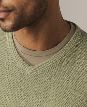 State of Art trui structure v-neck groen | Regular-fit