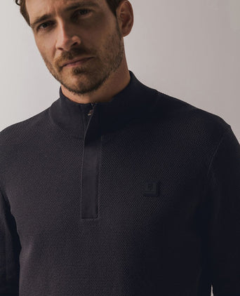 State of Art halve rits trui structuur antraciet | Regular-fit