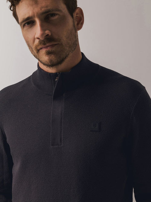 State of Art halve rits trui structuur antraciet | Regular-fit