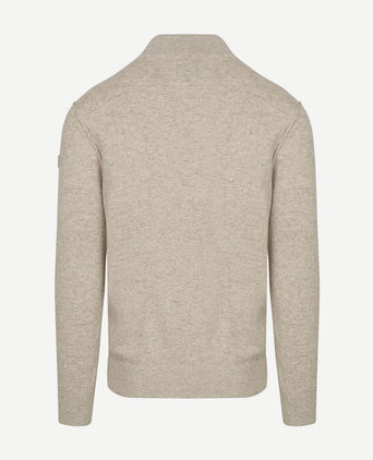 State of Art halve rits trui wool blend melange greige | Regular-fit