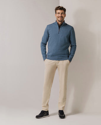 State of Art halve rits trui wool blend melange blauw | Regular-fit