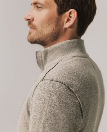 State of Art halve rits trui wool blend melange taupe | Regular-fit