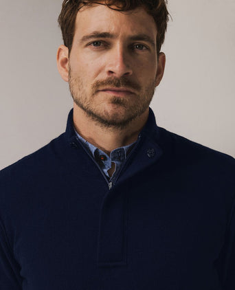 State of Art halve rits trui wool blend donkerblauw | Regular-fit