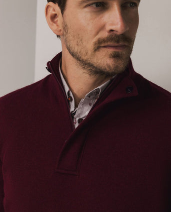 State of Art halve rits trui wool blend burgundy | Regular-fit
