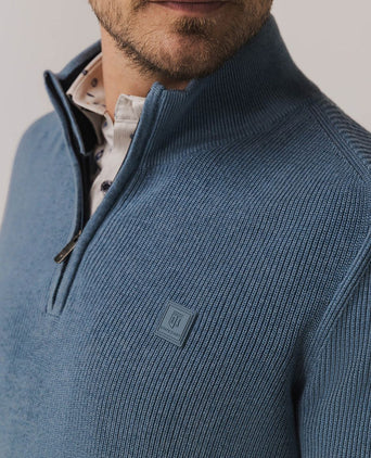 State of Art halve rits trui blauw | Regular-fit