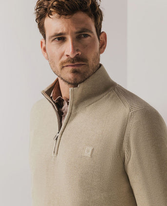 State of Art halve rits trui ecru | Regular-fit