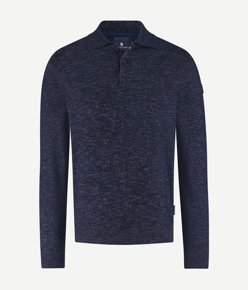 State of Art trui polokraag melange donkerblauw | Regular-fit