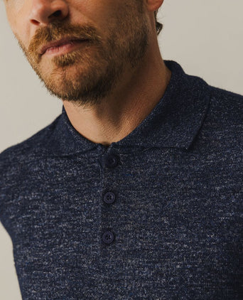 State of Art trui polokraag melange donkerblauw | Regular-fit