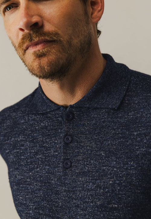 State of Art trui polokraag melange donkerblauw | Regular-fit