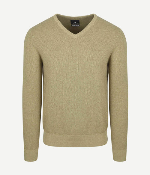 State of Art trui structure v-neck groen | Regular-fit