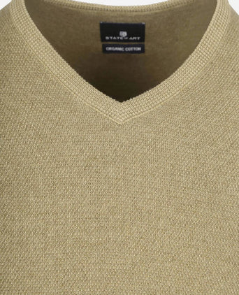 State of Art trui structure v-neck groen | Regular-fit