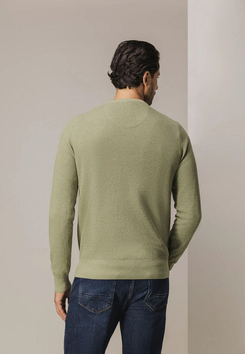 State of Art trui structure v-neck groen | Regular-fit