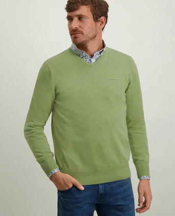 State of Art trui v-hals groen | Regular-fit