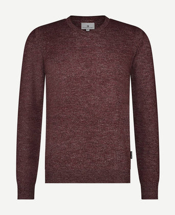 State of Art trui v-hals melange bordeaux | Regular-fit