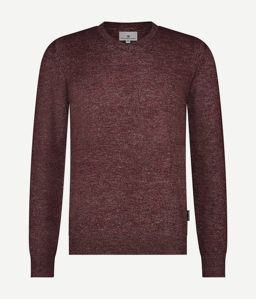 State of Art trui v-hals melange bordeaux | Regular-fit