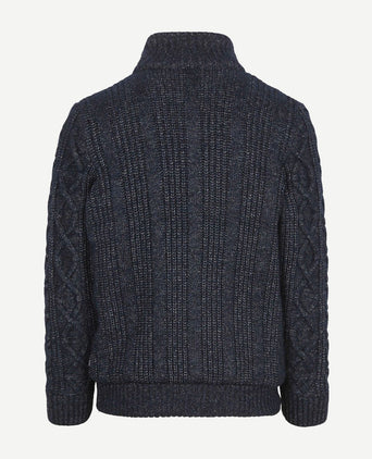 State of Art vest cable zip melange donkerblauw | Regular-fit