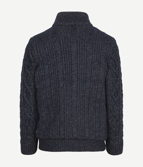 State of Art vest cable zip melange donkerblauw | Regular-fit