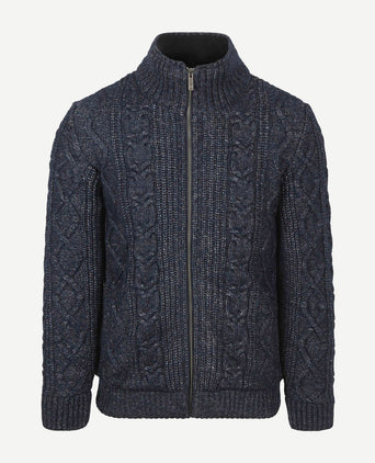 State of Art vest cable zip melange donkerblauw | Regular-fit