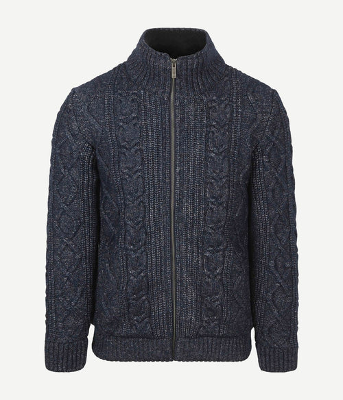 State of Art vest cable zip melange donkerblauw | Regular-fit