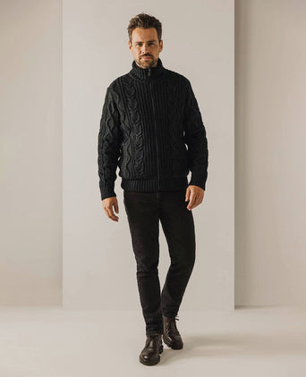 State of Art vest heavy cable wolmix donkergroen | Regular-fit