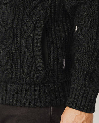 State of Art vest heavy cable wolmix donkergroen | Regular-fit